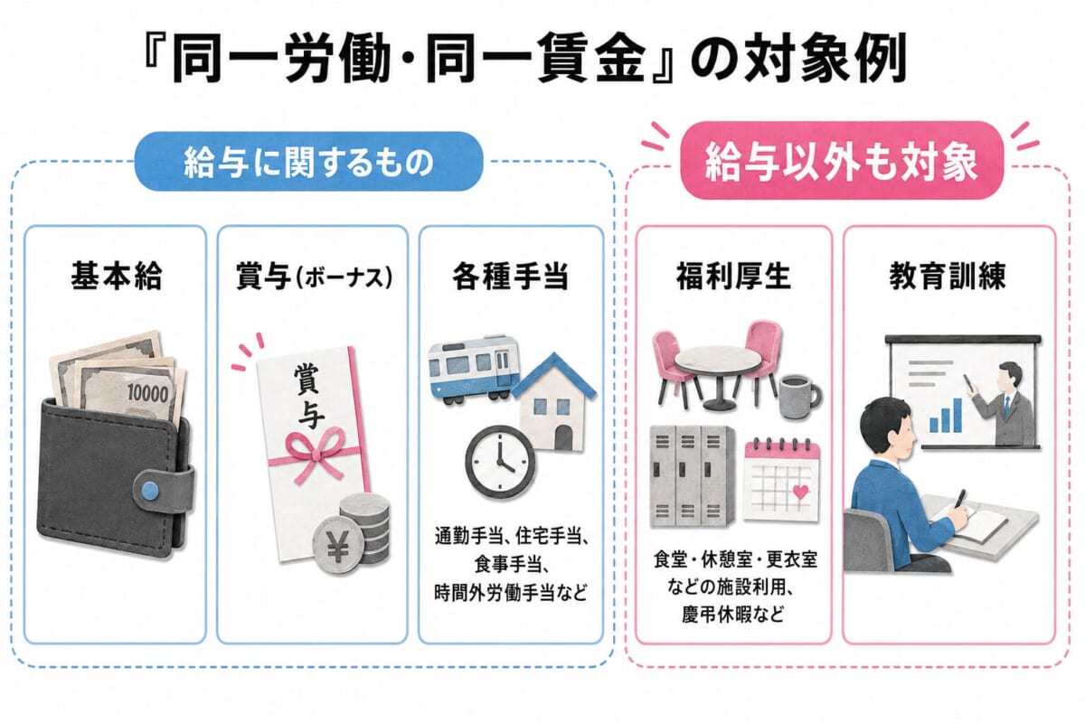 【図解】同一労働・同一賃金の対象例